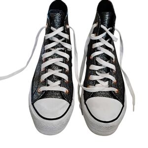 Metallic Converse All Stars Chuck Taylor Platform Trainers Used
